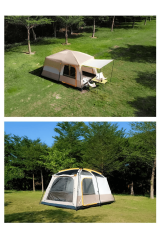 SHUFA KAHVERENGİ Büyük Uzay Açık Kamp Çadırları 8-10 Kişi Çift Kat 1 Oda 1 Oturma Odası Kamp Çadırı 380*260*200 CM