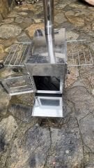 Profesyonel Kuzineli Krom Kamp Sobası (Yanmaz Kumaş ve Çantalı)