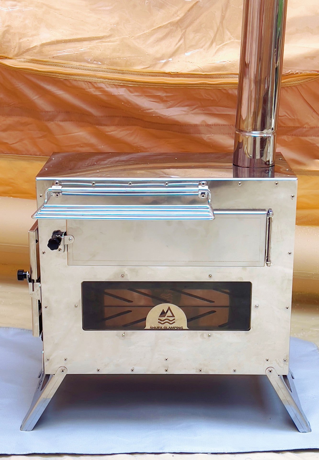 Profesyonel Kuzineli Krom Kamp Sobası (Yanmaz Kumaş ve Çantalı)