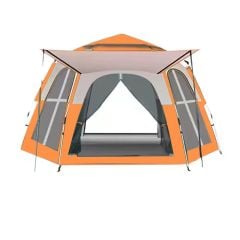 Shufa Tam Otomatik Su Ve Rüzgar Geçirmez Gölgelikli Altıgen Çadır Aile Çadırı 280*240*155 Cm (TURUNCU)