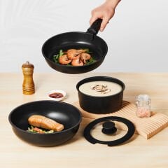 5 Parça Easy Clip Çıkarılabilir Saplı Taşınabilir Tava ve Tencere Seti