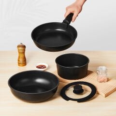 5 Parça Easy Clip Çıkarılabilir Saplı Taşınabilir Tava ve Tencere Seti