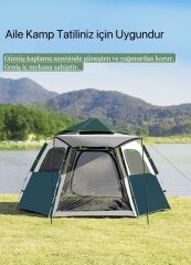 SHUFA Tam Otomatik Su Ve Rüzgar Geçirmez Gölgelikli Altıgen Çadır Aile Çadırı 280*240*155 CM (Küçük bir kusur vardır)