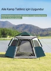 SHUFA Tam Otomatik Su Ve Rüzgar Geçirmez Gölgelikli Altıgen Çadır Aile Çadırı 280*240*155 CM (Küçük bir kusur vardır)