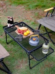 Taşınabilir Katlanır Kamp Masası – Hafif, Dayanıklı, File Yüzeyli Outdoor Piknik Masası