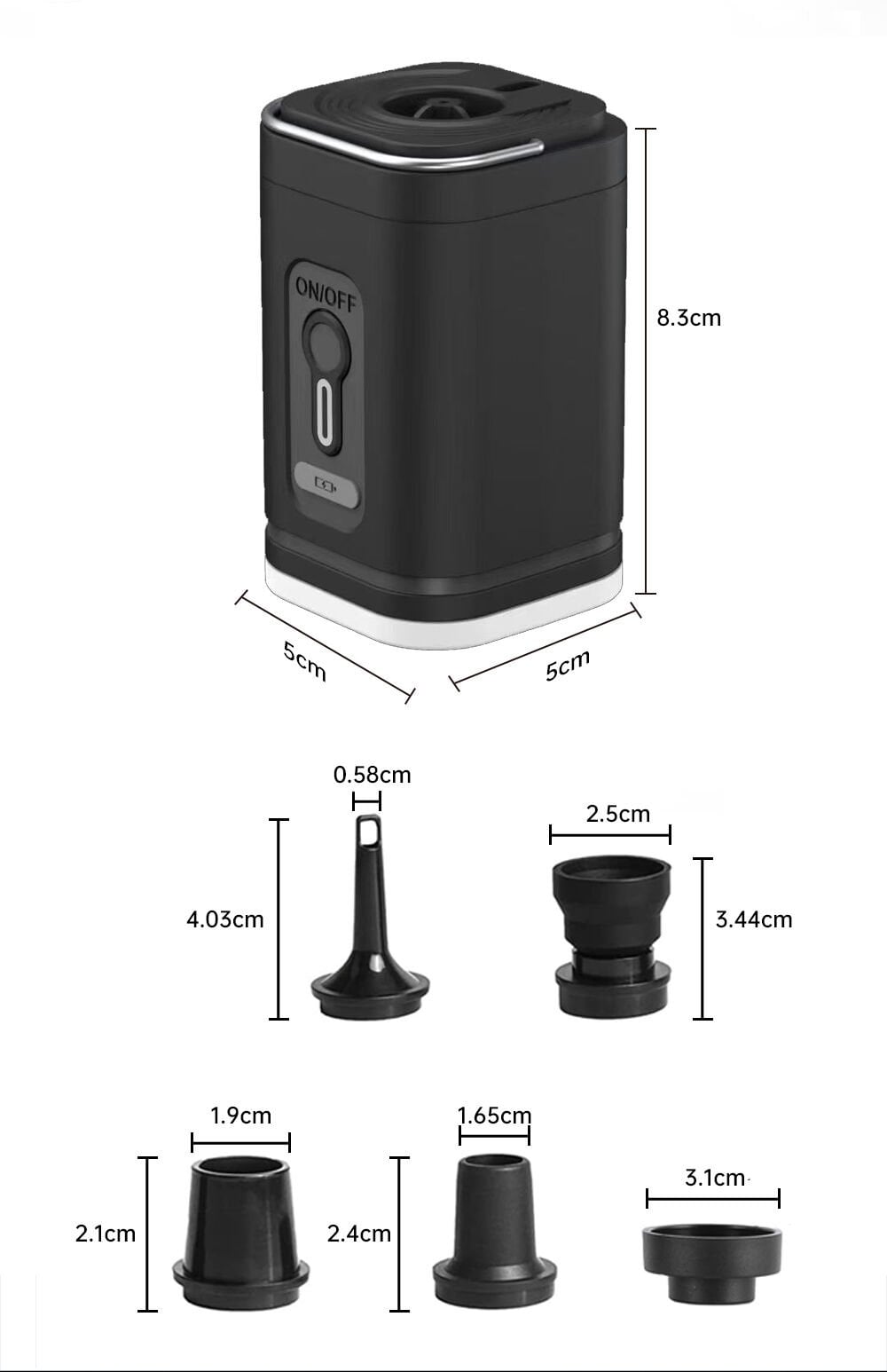 SHUFA GLAMPING 3'ü 1 Arada Taşınabilir USB Şarjlı Elektrikli Hava Pompası – Şişirme/Çekme & LED Işıklı