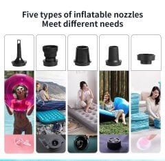 SHUFA GLAMPING 3'ü 1 Arada Taşınabilir USB Şarjlı Elektrikli Hava Pompası – Şişirme/Çekme & LED Işıklı