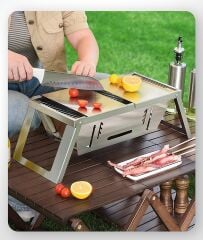 Taşınabilir Paslanmaz Çelik Mangal / Barbekü （Hediye Taşıma Çantası Dahil）