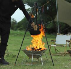 Taşınabilir Paslanmaz Çelik Ateş Yakma Standı, Kolay Sökülüp Takılabilir Mangal / Barbekü Izgarası 42.5*42.5*27.5CM
