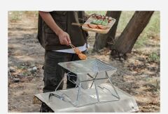 Taşınabilir Paslanmaz Çelik Ateş Yakma Standı, Kolay Sökülüp Takılabilir Mangal / Barbekü Izgarası 42.5*42.5*27.5CM