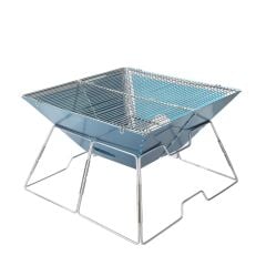 Taşınabilir Paslanmaz Çelik Ateş Yakma Standı, Kolay Sökülüp Takılabilir Mangal / Barbekü Izgarası 42.5*42.5*27.5CM