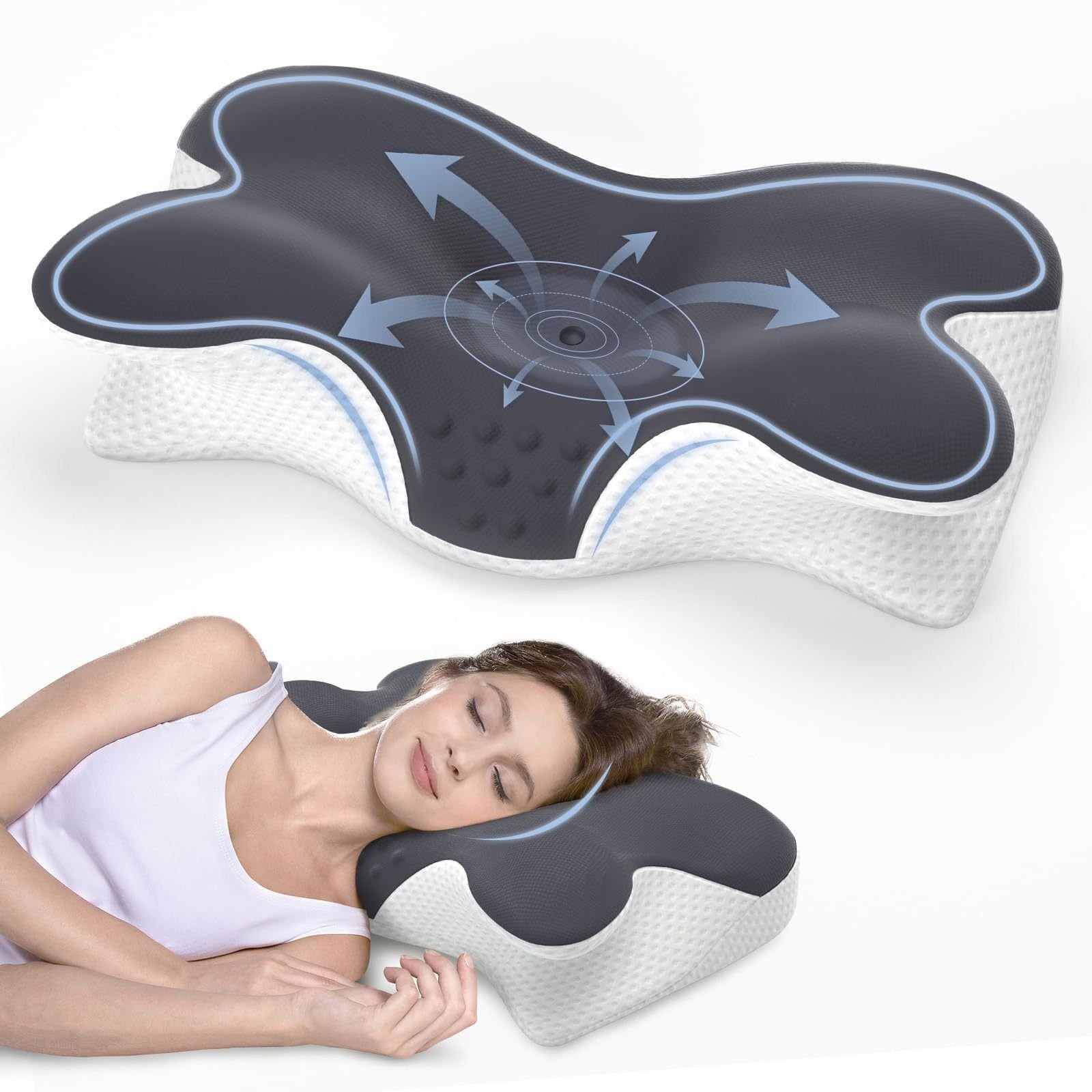 SHUFA Kelebek Tasarımlı Ortopedik Boyun Destek Yastığı – Yavaş Yükselen Memory Foam Ergonomik Uyku Yastığı