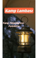 SHUFA Nostaljik Işığı Ayarlanabilir USB Şarjlı Ledli Kamp Lambası (Siyah）