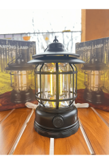 SHUFA Nostaljik Işığı Ayarlanabilir USB Şarjlı Ledli Kamp Lambası (Siyah）