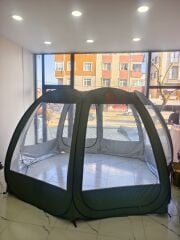 SHUFA  Tam Otomatik Şeffaf Kubbe Çadır 400*400*200CM (Alt zemin yok)-ZP83-YEŞİL