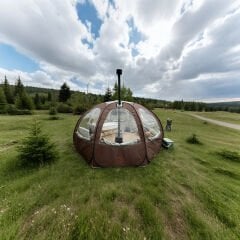 SHUFA  Tam Otomatik Şeffaf KUBBE Çadır, Yağmuru ve kar yağışı izlenebilir 400*400*200CM (Alt zemin yok)