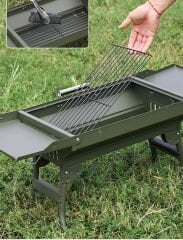 Çift Kanatlı Portatif Kamp Mangal Izgarası