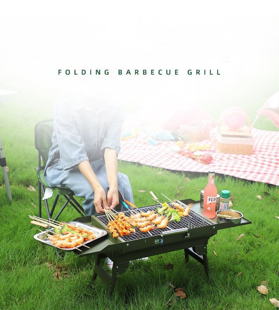 Çift Kanatlı Portatif Kamp Mangal Izgarası