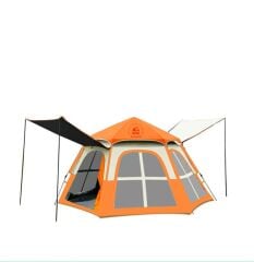 Shufa Tam Otomatik Su Ve Rüzgar Geçirmez Gölgelikli Altıgen Çadır Aile Çadırı 280*240*155 Cm (TURUNCU)（ikinci el）