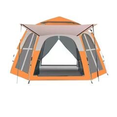 Shufa Tam Otomatik Su Ve Rüzgar Geçirmez Gölgelikli Altıgen Çadır Aile Çadırı 280*240*155 Cm (TURUNCU)（ikinci el）