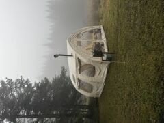 SHUFA GLAMPING Tekne Şekilli Bej Renk Şişme Çadır 400×350×220 cm – Şeffaf Kapı ve Pencereli-ZP88