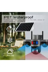 SHUFA 4G/4K Lens 3 Kamera Solar Akıllı Güvenlik Kamerası-Kablosuz, Elektriksiz & İnternetsiz