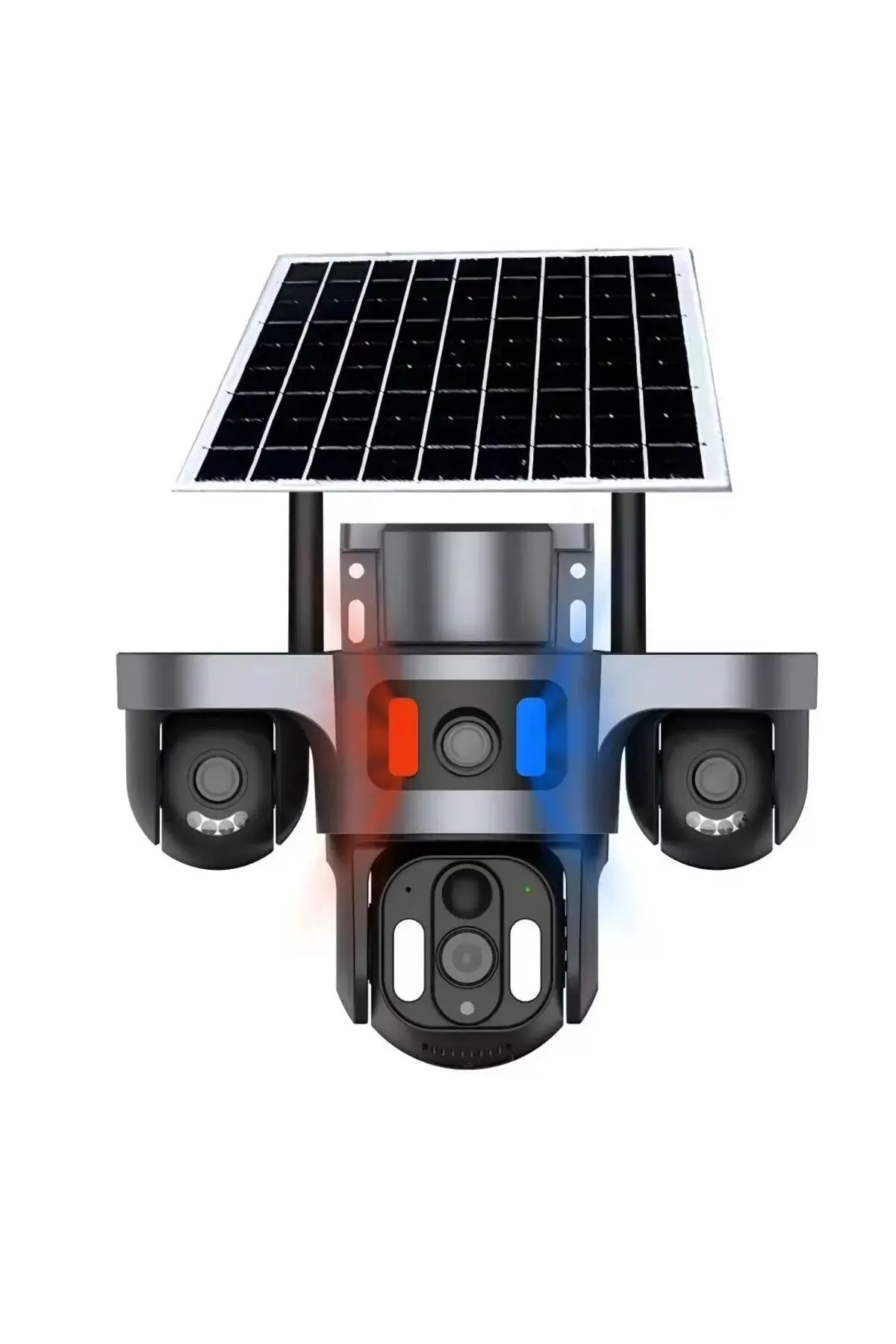 SHUFA 4G/4K Lens 3 Kamera Solar Akıllı Güvenlik Kamerası-Kablosuz, Elektriksiz & İnternetsiz