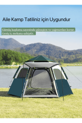SHUFA Tam Otomatik Su Ve Rüzgar Geçirmez Gölgelikli Altıgen Çadır Aile Çadırı 280*240*155 CM SFK8679120681311