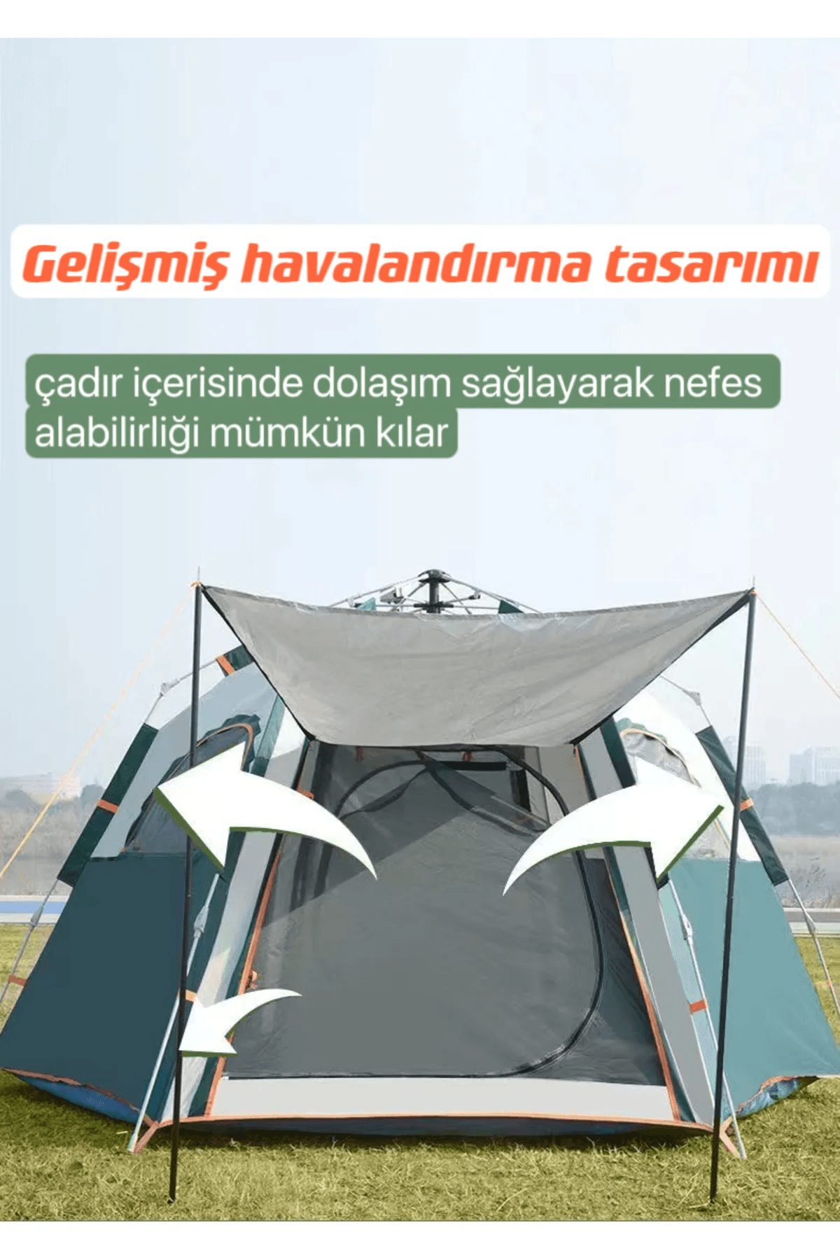 SHUFA Tam Otomatik Su Ve Rüzgar Geçirmez Gölgelikli Altıgen Aile Çadırı 280*240*155 CM SFK8679120681311-ZP29