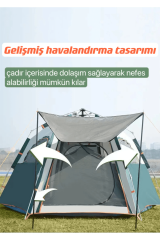 SHUFA Tam Otomatik Su Ve Rüzgar Geçirmez Gölgelikli Altıgen Çadır Aile Çadırı 280*240*155 CM SFK8679120681311