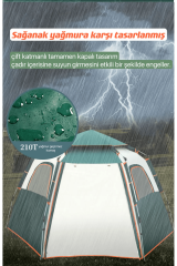 SHUFA Tam Otomatik Su Ve Rüzgar Geçirmez Gölgelikli Altıgen Çadır Aile Çadırı 280*240*155 CM SFK8679120681311
