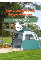 SHUFA Tam Otomatik Su Ve Rüzgar Geçirmez Gölgelikli Altıgen Aile Çadırı 280*240*155 CM SFK8679120681311-ZP29