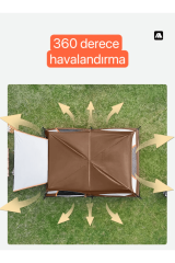SHUFA KAHVERENGİ Büyük Uzay Açık Kamp Çadırları 8-10 Kişi Çift Kat 1 Oda 1 Oturma Odası Kamp Çadırı 380*260*200 CM