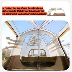 SHUFA BEJ Aile Boyu Büyük Kamp Çadırı 2 Oda 1 Salon 420*305*200 CM SFK8679120681203