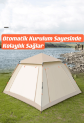 SHUFA 4 Tarafı Kare Tenteli Tam Otomatik Kamp Çadırı 240*240*155-ZP10 (KUSURLU ÜRÜN)