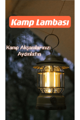 SHUFA Nostaljik Işığı Ayarlanabilir USB Şarjlı Ledli  Haki Kamp Lambası