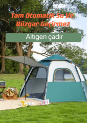SHUFA Tam Otomatik Su Ve Rüzgar Geçirmez Gölgelikli Altıgen Aile Çadırı 280*240*155 CM SFK8679120681311-ZP29 (KUSURLU ÜRÜN)