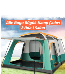 SHUFA YEŞİL Aile Boyu Büyük Kamp Çadırı 2 Oda 1 Salon 420*305*200 CM - ZP69 ( KUSURLU ÜRÜN )