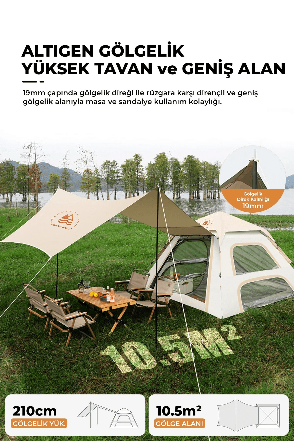 SHUFA Köşk Çadır Gölgelik Ve Çadır Bir Arada 240x240x155cm