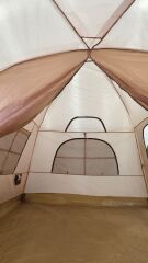 SHUFA BEJ Çift katmanlı zirve tasarımlı dört mevsim çadırı, 16.3 metrekare, dış ölçüler: 430*380*220 cm ( KUSURLU ÜRÜN )