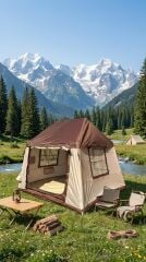 SHUFA 260 × 220 × 200 cm Otomatik Şişme Kamp Çadırı, Yağmur Brandası ve 330 × 270 cm Bağlantılı Gölgelik Dahil, 2 Büyük Şeffaf Tavan Pencereli, Aile Outdoor Kamp Çadırı