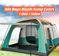 SHUFA YEŞİL Büyük Uzay Açık Kamp Çadırları 8-10 Kişi Çift Kat 1 Oda 1 Oturma Odası Kamp Çadırı 380*260*200 CM ( KUSURLU ÜRÜN )