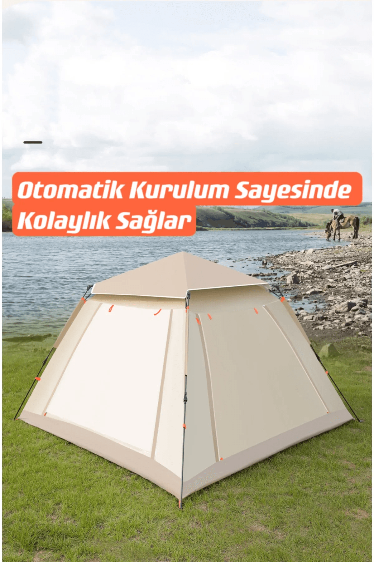 SHUFA 4 Tarafı Kare Tenteli Tam Otomatik Kamp Çadırı 240*240*155