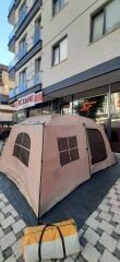 SHUFA BEJ Çift katmanlı zirve tasarımlı dört mevsim çadırı, 16.3 metrekare, dış ölçüler: 430*380*220 cm ( KUSURLU ÜRÜN )