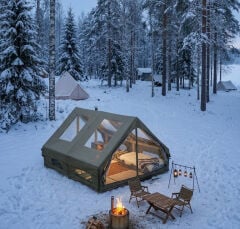 GLAMPING Family Şişme Kamp Çadırı 300*400*200 CM (YEŞİL) Şeffaf Pencereli ve Kapılı ( KUSURLU ÜRÜN )