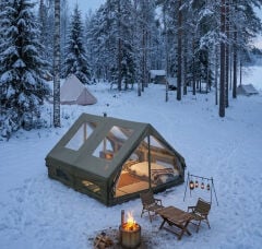 GLAMPING Family Şişme Kamp Çadırı 300*400*200 CM (YEŞİL) Şeffaf Pencereli ve Kapılı ( KUSURLU ÜRÜN )