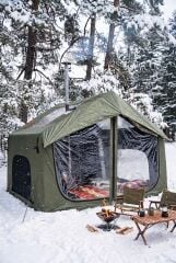 SHUFA Galaksi Serisi Yeşil Renk 8 m² Şişme Kamp Çadırı – 4 Mevsim – Geniş & Şeffaf Tavanlı – 315x250x220 cm-ZP87 ( KUSURLU ÜRÜN )