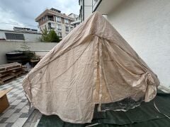 GLAMPING Family Şişme Kamp Çadırı 300*400*200 CM (BEJ) Şeffaf Pencereli ve Kapılı ( KUSURLU ÜRÜN )