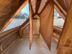 GLAMPING Family Şişme Kamp Çadırı 300*400*200 CM (BEJ) Şeffaf Pencereli ve Kapılı ( KUSURLU ÜRÜN )