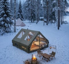 GLAMPING Family Şişme Kamp Çadırı 300*400*200 CM (YEŞİL) Şeffaf Pencereli ve Kapılı ( KUSURLU ÜRÜN )